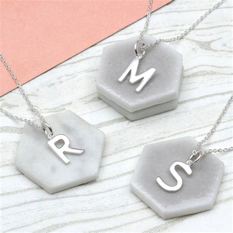 personalised sterling silver initial charm necklace  hurleyburley
