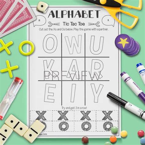 alphabet tic tac toe game fun esl worksheet  kids