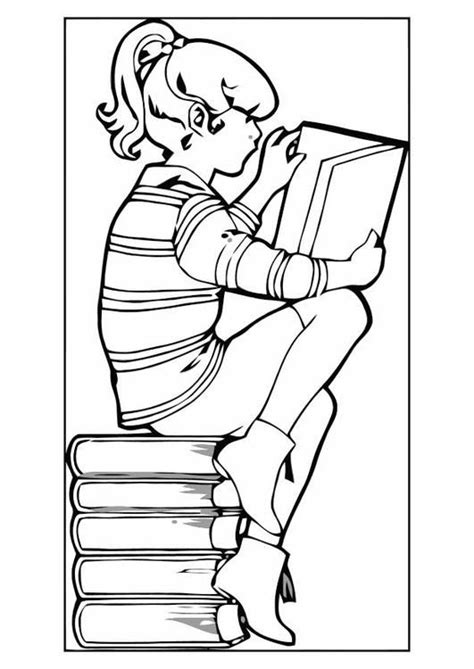 coloring page reading  book coloring picture reading  book
