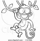 Monkey Swinging Vine Cartoon Clipart Coloring Happy Hanging Vector Cory Thoman Outlined Royalty Pages 2021 Getcolorings sketch template