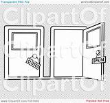 Open Closed Doors Clip Illustration Outline Royalty Vector Transparent Background Dero sketch template