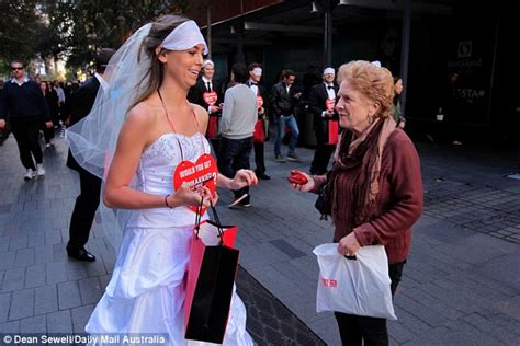 Blindfolded Brides Propose To Strangers At Sydney S Pitt Street Mall