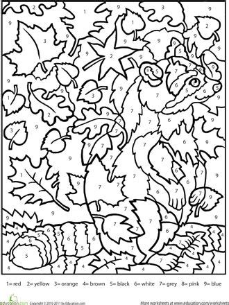color  number coloring page  fall