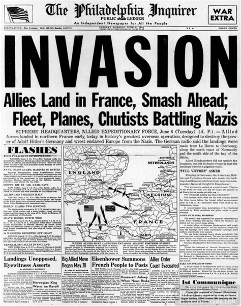 day invasion  france  ww newspaper headlines  click