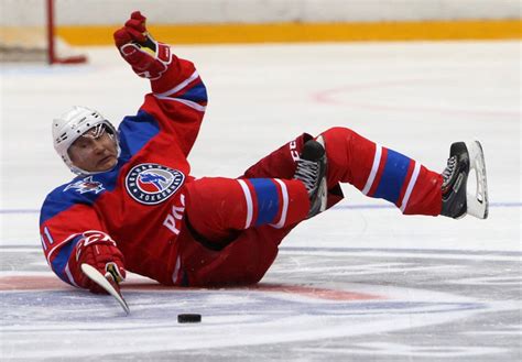 Down Goes Vladimir Putinin A Hockey Game The Washington Post