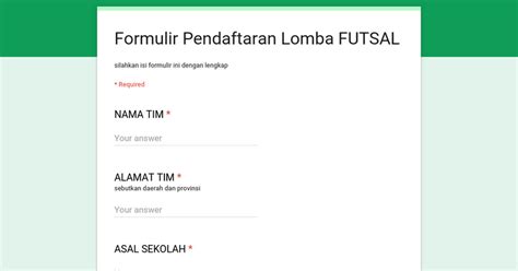 halaman   file contoh google form pendaftaran lomba