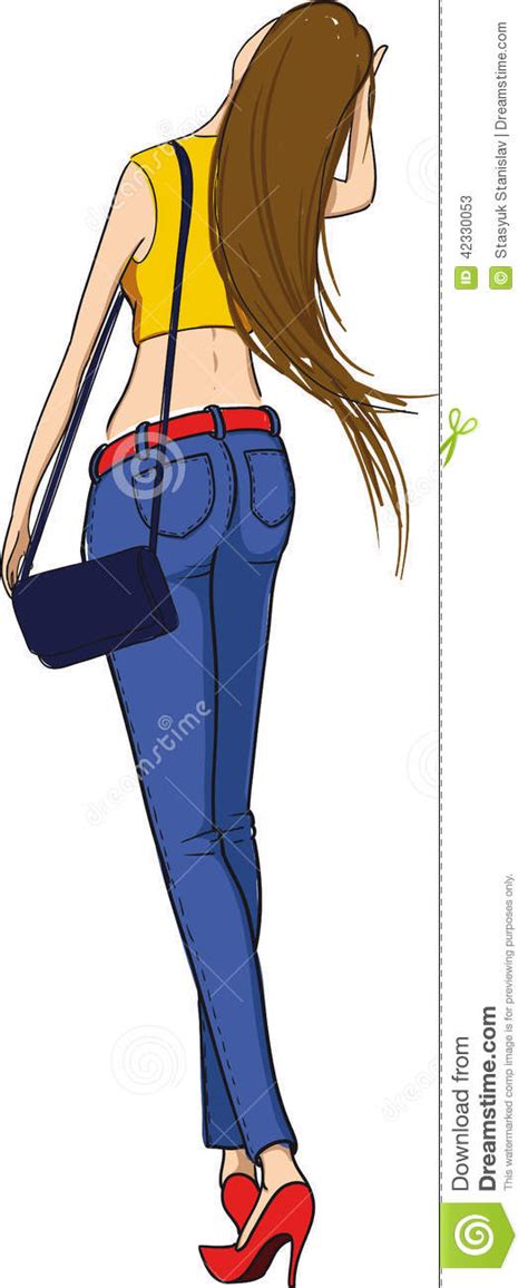 beautiful slim girl walking stock vector image 42330053