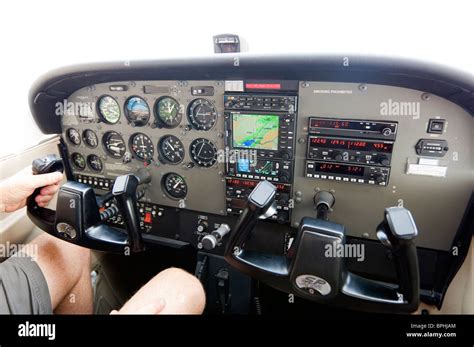 pilot   controls  cessna  stock photo royalty  image  alamy