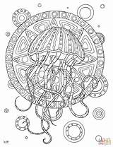 Coloring Jellyfish Tribal Adults Pages Pattern Adult Printable Color Template Colored Print Book sketch template