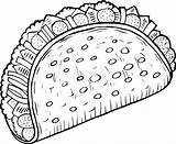 Taco Messicano Alimento Mexican Coloritura Inchiostro Illustrativo Adulti Materiale Tradizionale Nello Lineare sketch template