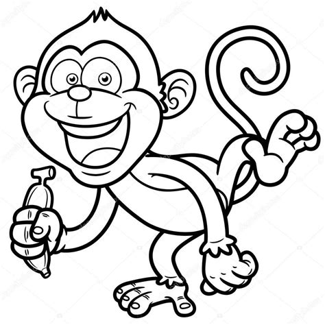 cartoon monkey  banana coloring book stock vector
