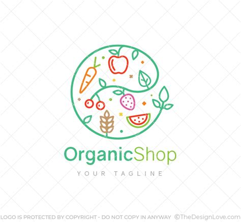 organic shop logo business card template  design love