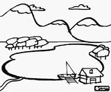 Lake Coloring Pages Landscape Water Landscapes Drawing Line Printable Games Colorforms Getdrawings sketch template