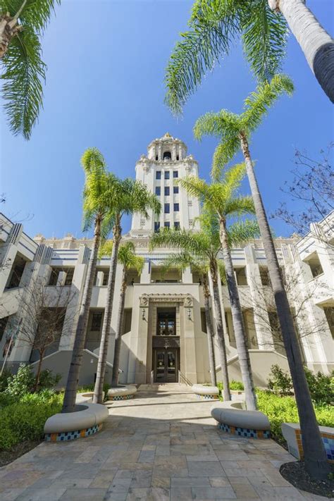beautiful main building  beverly hills city hall stock image image