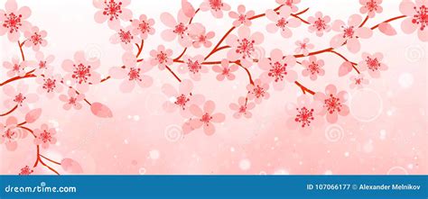 banner  branches  cherry blossoms stock vector illustration  banner japan