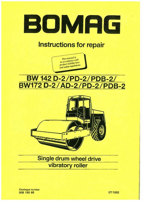bomag bwd   bwd  instruction  repair shop manual