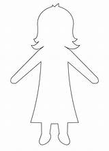 Doll Paper Template Printable Dolls Girl Female Coloring Templates Kids Pages Print Drawing Patterns Girls Craft Sheets Felt sketch template