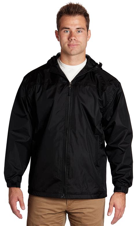 wholesale unisex polyester hooded lined windbreaker jackets black  large homers coat