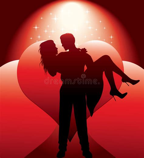 Couple Silhouette With Hearts Stock Vector Image 22818412