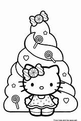 Kitty Hello Coloring Christmas Pages Printable Kids Print sketch template