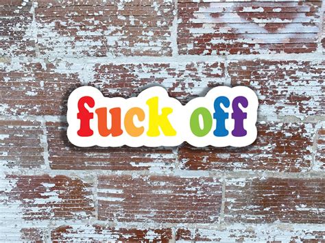 fuck off sticker rainbow laptop label iphone case decal etsy