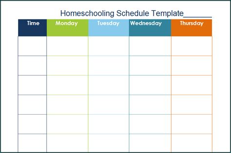 printable homeschooling schedule template