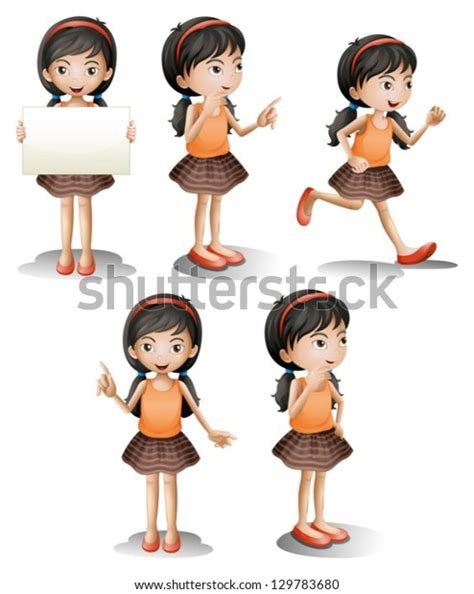illustration five different positions girl on stock vector royalty