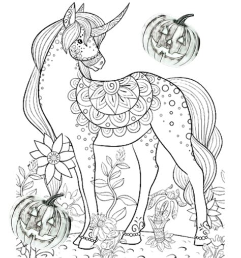 halloween day coloring pages drawings  unicorn