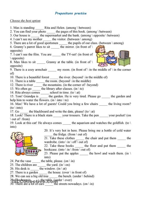 prepositions practice preposition worksheets grammar worksheets