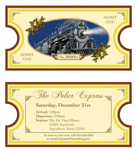 polar express ticket template printable templates