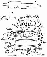 Coloring Puppy Pages Bath Pup Printable Print Tub sketch template