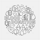 Donation Blood Illustration Round Circular Sign Red Vector sketch template