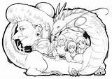 Pages Spirited Ghibli Chihiro Viaje Sheets Haku sketch template