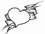 Ribbons Hearts Drawings Coloring Pages Heart sketch template