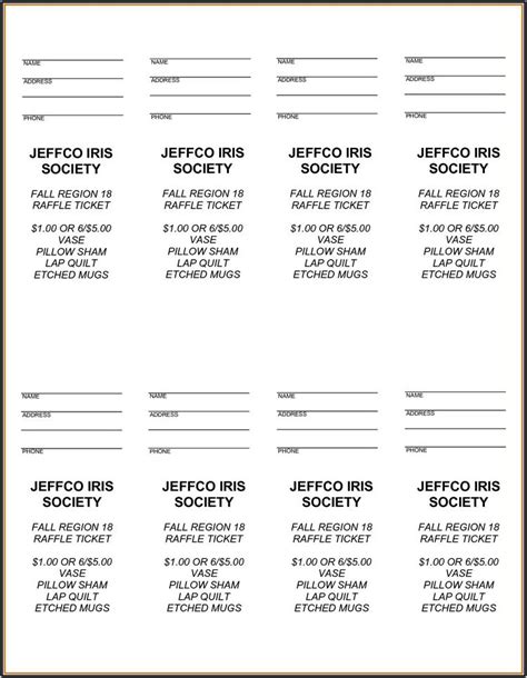 printable blank raffle ticket template template  resume