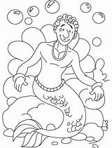 Coloring Merman Pages Popular sketch template