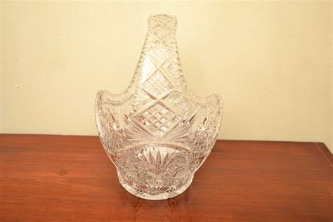 Regent Antiques Glassware Vintage Cut Glass Crystal Basket