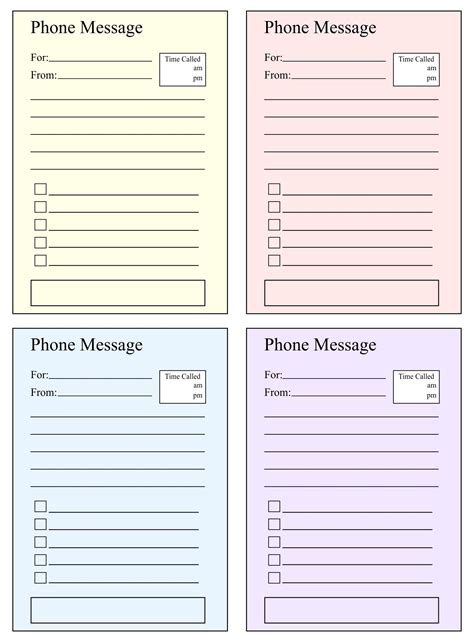 printable phone message log printable templates
