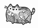 Pusheen Coloring Pages Cat Adult sketch template