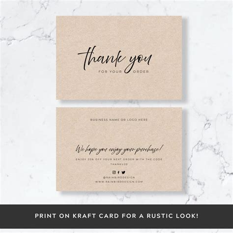 order card template printable business etsy