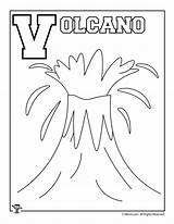 Coloring Letter Pages Volcano Alphabet Kids sketch template