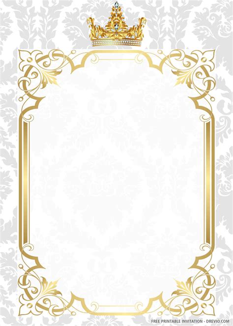 printable gold royal wedding invitation templates