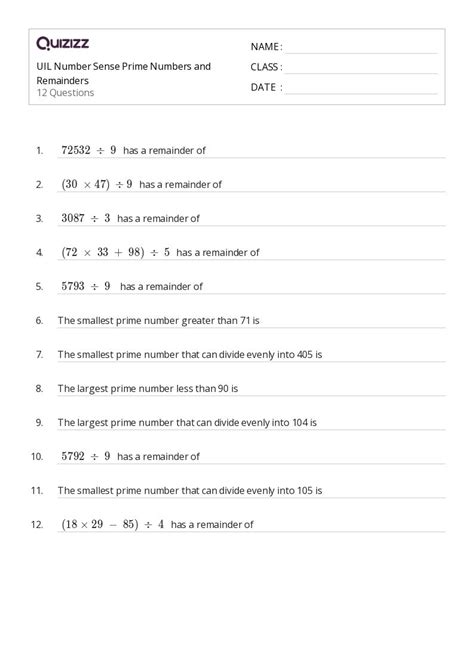 printable number sense worksheets  class  quizizz