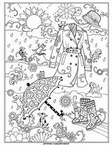 Coloring Pages Adult Books Marjorie Cat Sarnat Mandala Dogs Raining Cats Dog Fanciful Fashions Rated Printable Book Sheets Målarböcker Rain sketch template