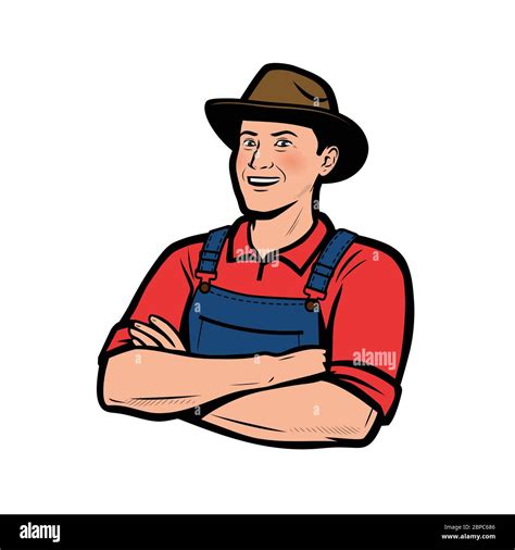 happy farmer logo farming agriculture vector illustration stock