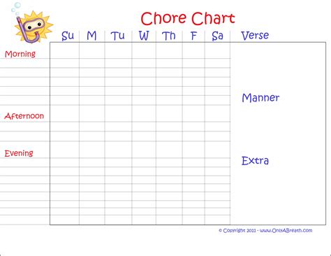 customizable chore chart template template  resume examples