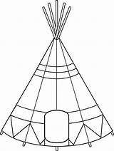 Teepee Tent Coloring Clipart Drawing Outline Tepee Clip Tipi Tee Pee Pages Indian Native American Thanksgiving Drawings Teepees Cricut Clipground sketch template