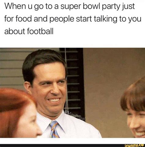 super bowl party   food  people start talking