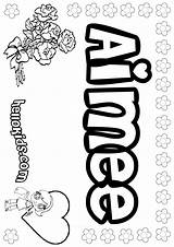 Aimee Coloring Color Print Name Pages sketch template