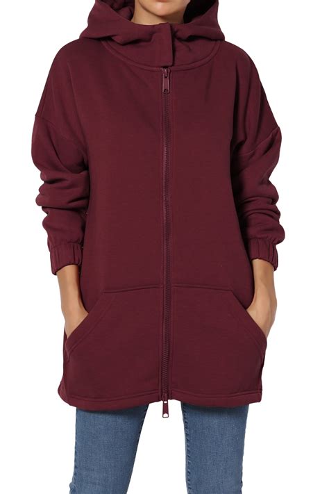 themogan womens sx funnel neck pocket zipper  oversized hoodie